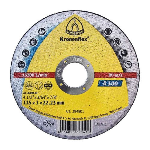 Disco Corte Acero Inoxidable A100 4 1/2 X 1Mm