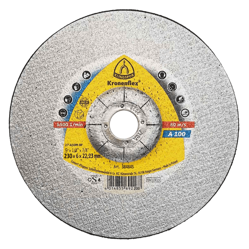 DISCO DE DESBASTE A100 230X6X22,23 384845 KLINGSPOR 2