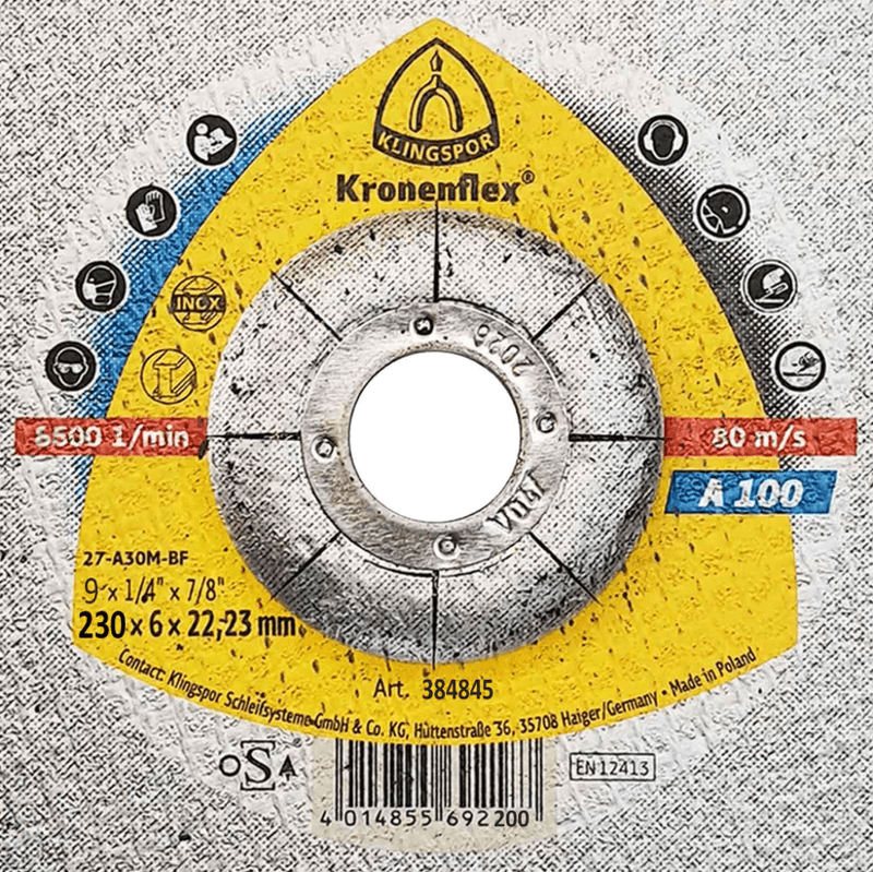DISCO DE DESBASTE A100 230X6X22,23 384845 KLINGSPOR 3