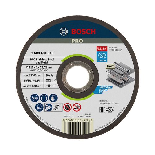 Disco De Corte Expert Inoxidable De 4 1/2" 1 mm Bosch