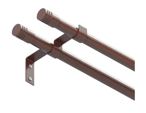Set Barra de Cortina Doble Metal Chocolate 21mm x 2,4m