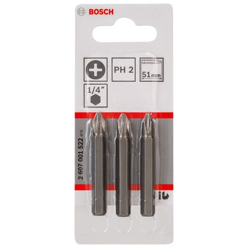 Puntas Para Atornillar Phillips Ph2, 51Mm Exra Hard, 3 Unidades Bosch