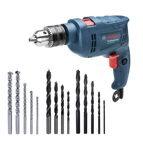 Taladro Percutor GSB 550 RE 550W con 14 Brocas Bosch