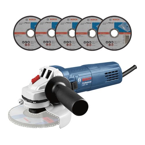 Esmeril Angular 4 1/2'' GWS 700 710W con 5 Discos 115mm Bosch