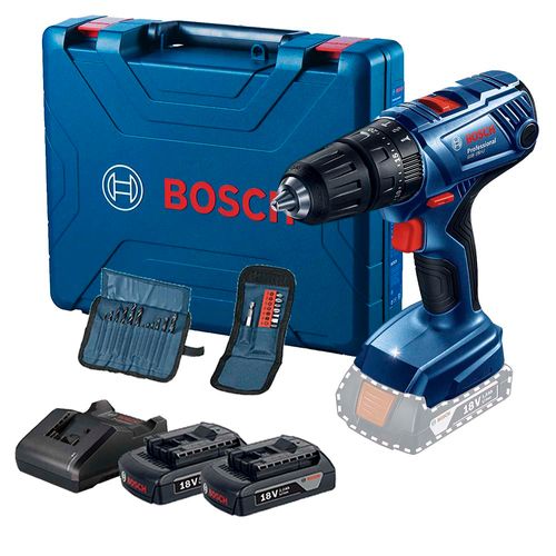 Taladro Percutor Inalámbrico 18 V GSB 180‑LI + 2 Baterías 2 Ah + Cargador y Set 23 Accesorios Bosch