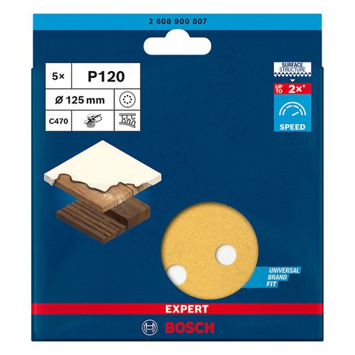 Pack 5 Discos de Lija Expert C470 Grano Variedades 125 mm (5") Bosch