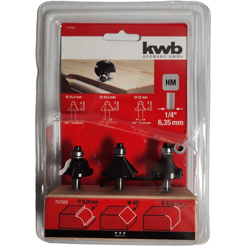 Set Fresa para Molduras con Toma de 1/4" (6,35 mm) Kwb