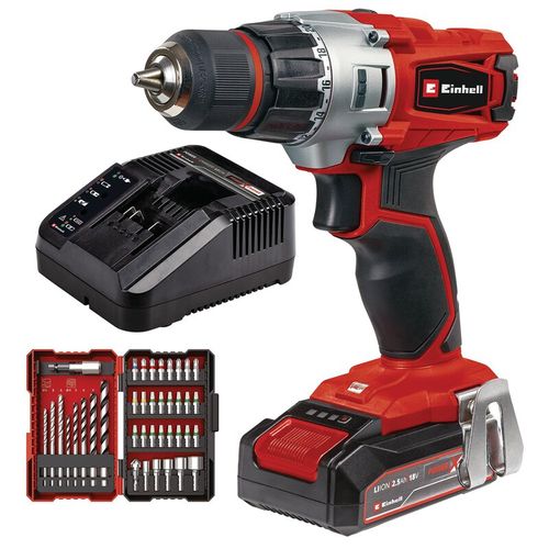 Taladro Atornillador Inalámbrico 18V TE-CD 18/2 Li con 39 Accesorios y Maleta Einhell