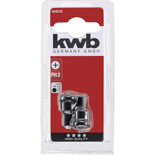 Puntas Phillips PH2 con Tope de Profundidad 2 Unidades KWB