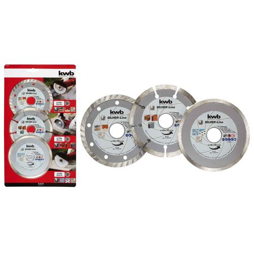 Pack de 3 discos diamantados 4½" (115 mm) KWB
