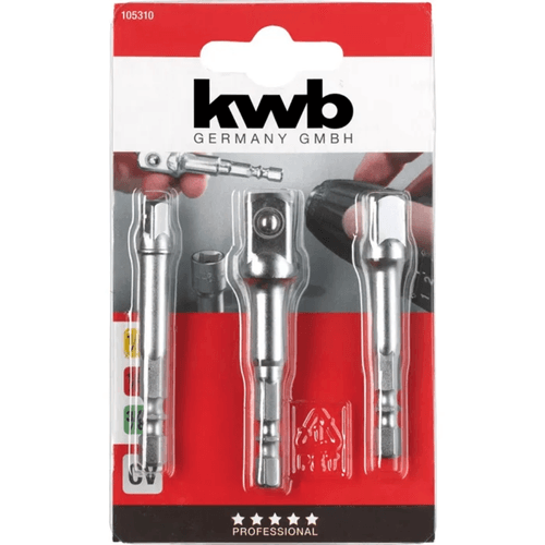 Set 3 Adaptadores para Dados 1/4" 3/8" 1/2" Kwb