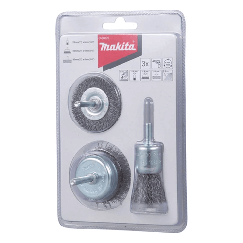 Set Gratás (Cepillos de Alambre) 3 Pzs 1/4" (6 mm) D‑66070 Makita