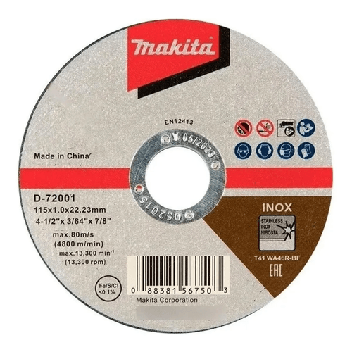 Disco Corte Inox 4 1/2" x 1 mm D-72001 Makita