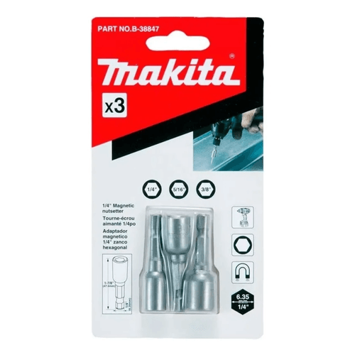 Set Adaptadores Magnéticos 3 Piezas 1/4" 5/16" 1" B-38847 Makita