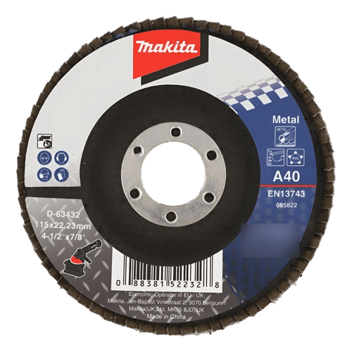 Disco Flap Eco 4 1/2" Variedades de Grano Metal/Inox Makita