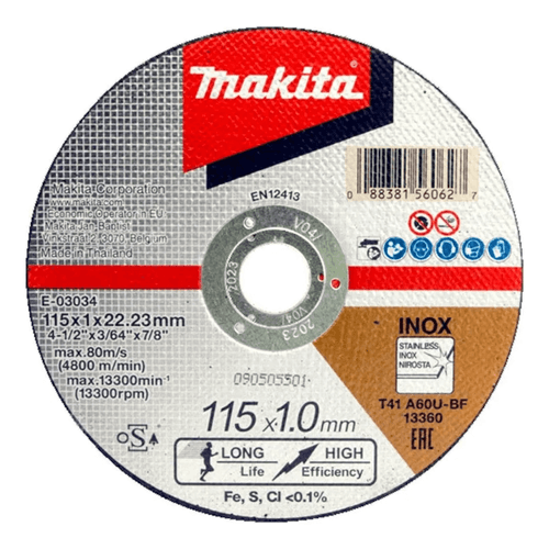 Disco Corte Inox A60 4 1/2" x 1 mm E-03034 Makita