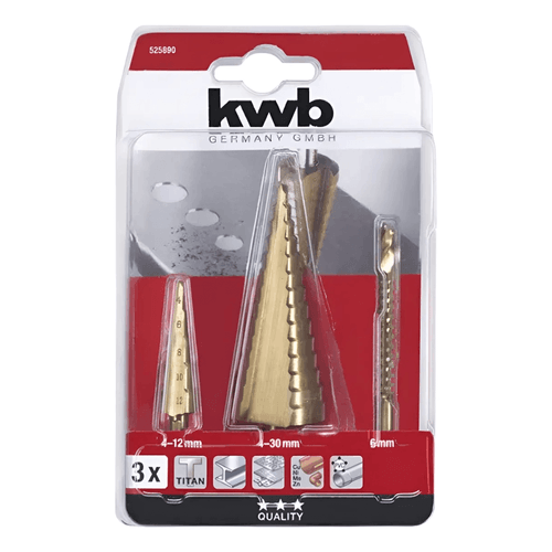 Juego De Brocas Escalonadas 3 Piezas Kwb