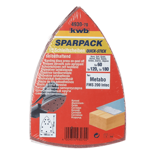 Pack de 15 Lijas Triangulares Surtidas Kwb