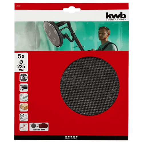 Kit 5 Rejillas Abrasivas 225mm Grano K120 Kwb