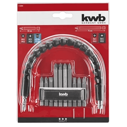Set de atornillador 10 piezas con barra flexible KWB