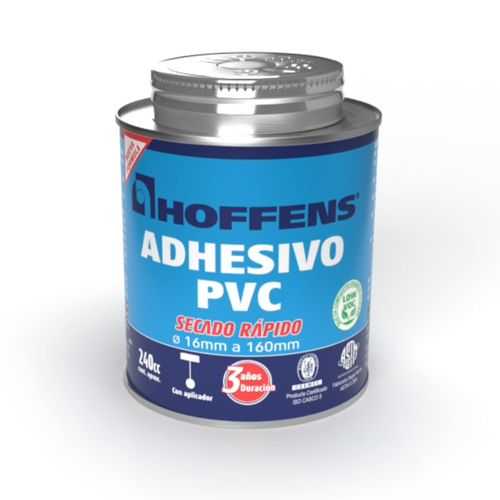 Adhesivo PVC 240cc Secado Rápido con Aplicador Hoffens