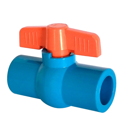 LLAVE PASO BOLA PVC 25MM CELESTE/NARANJO HOFFENS