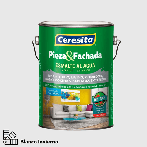 Esmalte al Agua Pieza y Fachada Blanco Invierno Galón Ceresita