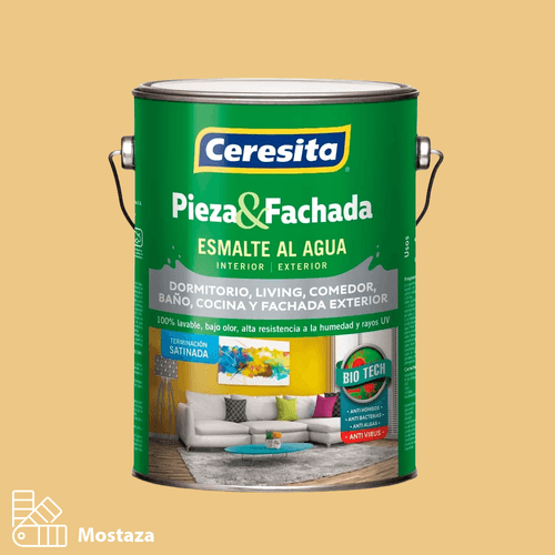 Esmalte al Agua Pieza y Fachada Mostaza Galón Ceresita