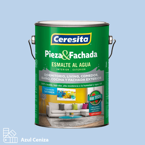 Esmalte al Agua Pieza y Fachada Azul Ceniza Galón Ceresita