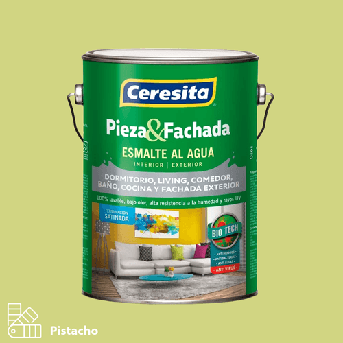 Esmalte al Agua Pieza y Fachada Pistacho Galón Ceresita