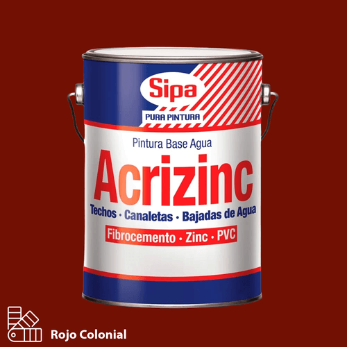 Esmalte al Agua Acrizinc Rojo Colonial Galón Sipa