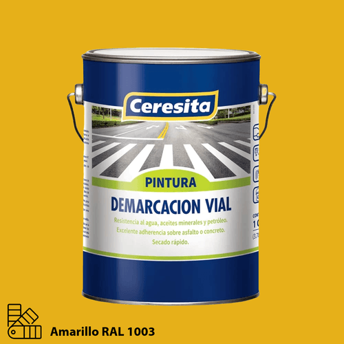 Pintura Demarcación Vial Acrílica Amarillo RAL 1003 Galón Ceresita