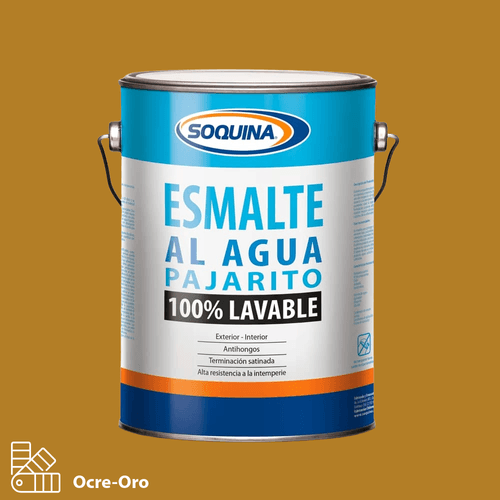 Esmalte al Agua Pajarito Ocre Oro Galón Soquina