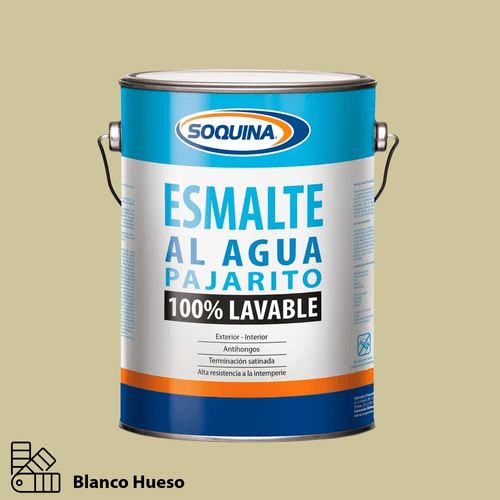 Esmalte al Agua Pajarito Blanco Hueso Galón Soquina