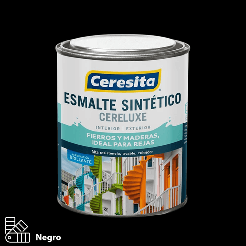 Esmalte Sintético Cereluxe Negro 1 Litro Ceresita