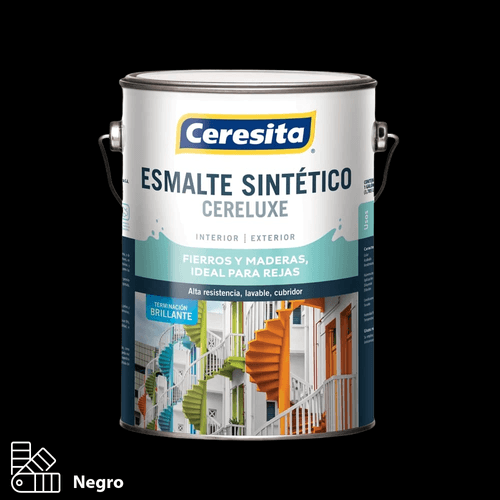 Esmalte Sintético Cereluxe Negro 1 Galón Ceresita