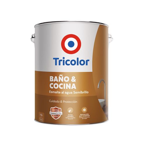Esmalte al Agua Semi Brillo Baño y Cocina Blanco 1 Galón Tricolor