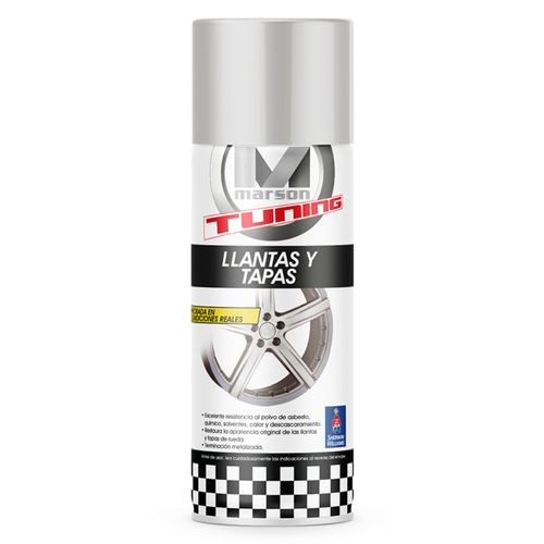 Esmalte Acrílico en Spray Llantas y Tapas Plata 16 oz (~473 ml) Marson