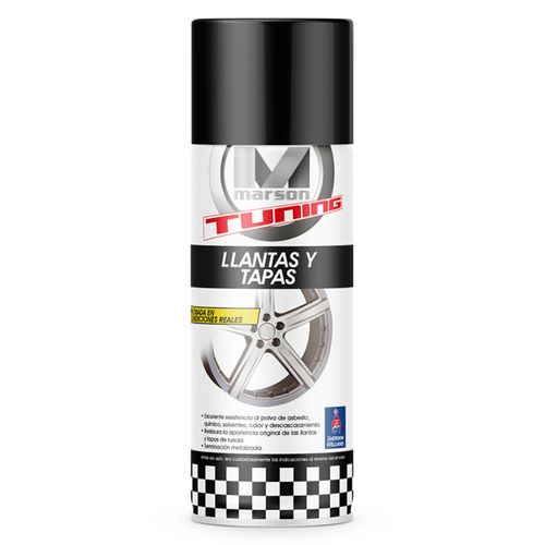 Esmalte Acrílico en Spray Llantas y Tapas Negro Satinado 16 oz (473 ml) Marson