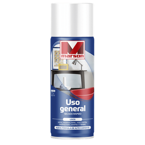 Esmalte en Spray Blanco Brillante Uso General 350 ml Marson