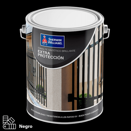Esmalte Sintético Brillante Extra Protección Negro Galón Sherwin Williams