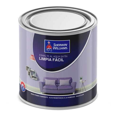 Esmalte al Agua Limpia Fácil Blanco 1/4 Galón Sherwin Williams