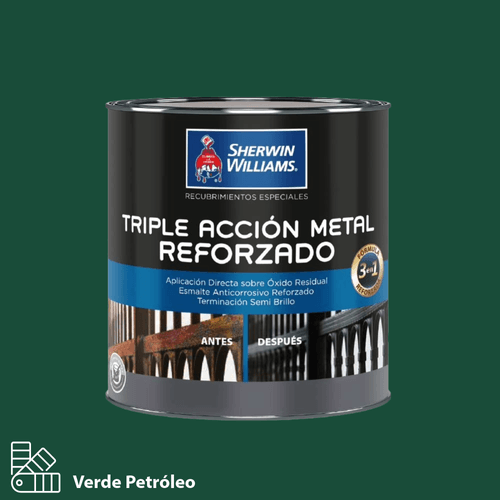 Esmalte Anticorrosivo Triple Acción Metal Reforzado Verde Petróleo 1/4 Galón Sherwin Williams