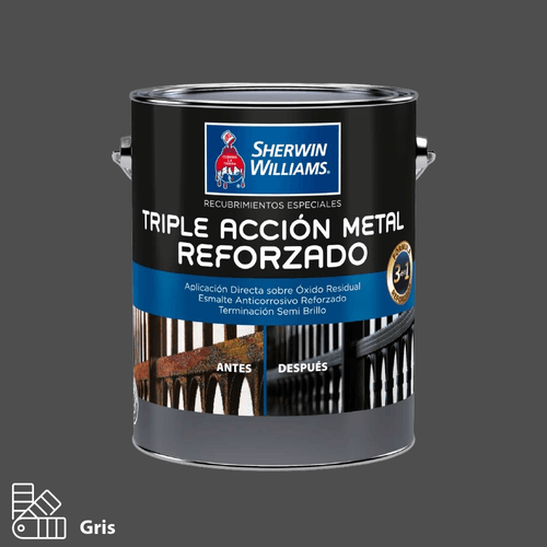 Esmalte Anticorrosivo Triple Acción Metal Reforzado Gris Galón Sherwin Williams