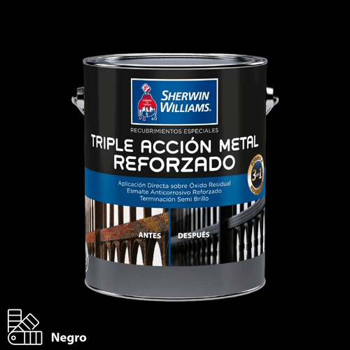 Esmalte Anticorrosivo Triple Acción Metal Reforzado Negro Galón Sherwin Williams