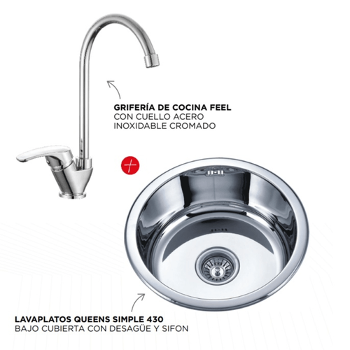 Kit Lavaplatos Queens 430 + Monomando Cocina Feel Klipen