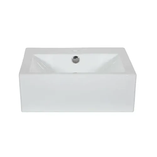 Lavamanos Alfa con Rebalse Sobre Cubierta Cuadrado Blanco Klipen