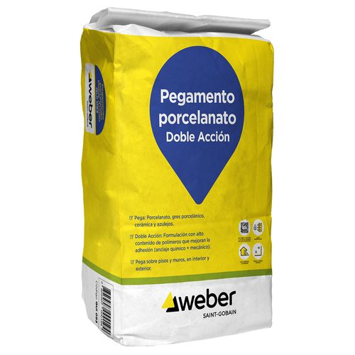 Pegamento Porcelanato Doble Acción Saco 25 Kg Weber