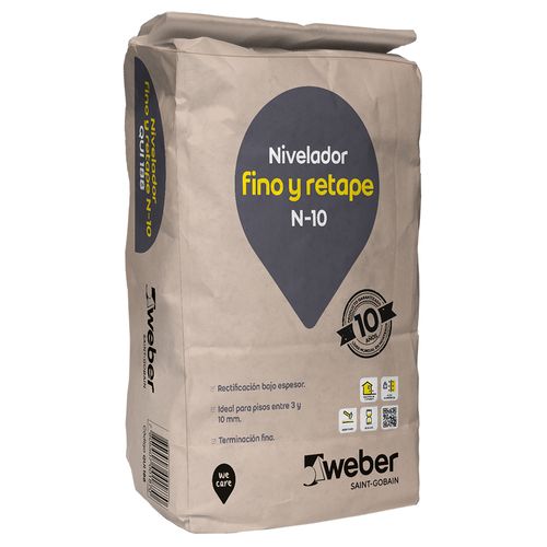Nivelador Fino y Retape N-10 Saco 25 Kg Weber