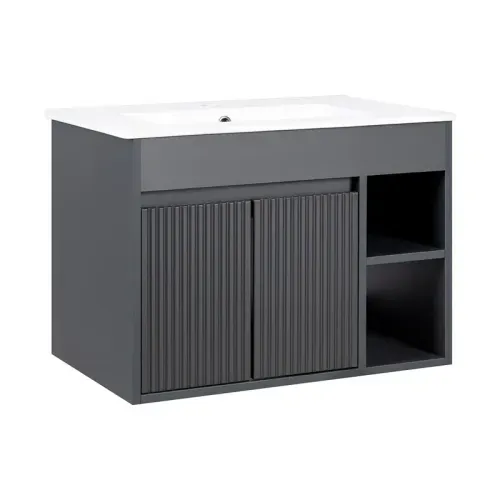 Kit Mueble + Vanitorio Lille Texturado Dark Grey 60 cm Stretto